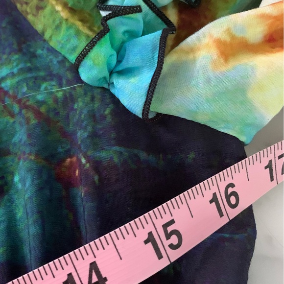 NWT ICONE Simons ruffle mini dress with pictorial imagery great colour combo M - Picture 9 of 11